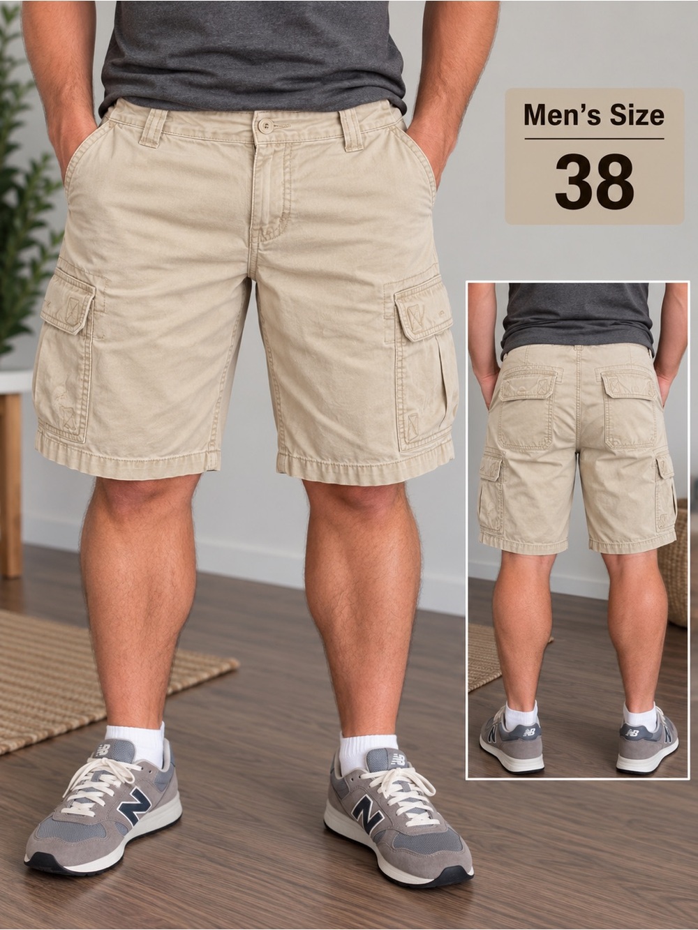 Saddlebred Men's Cargo Shorts in Khaki SIZE 38